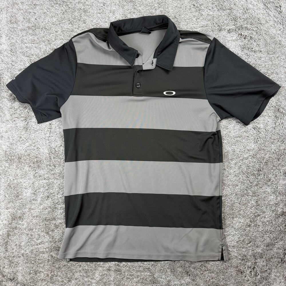 Oakley Performance Golf Polo Men's Medium Black & Gray